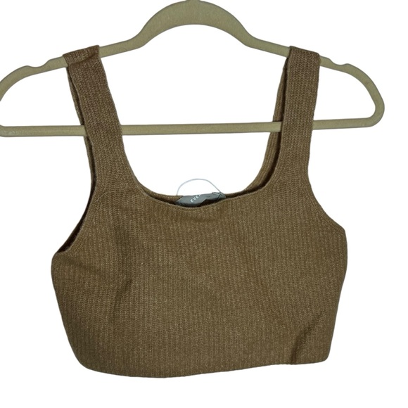 Everlane Wool Blend Crop Top in Camel Brown, NWT, Medium - Picture 3 of 8